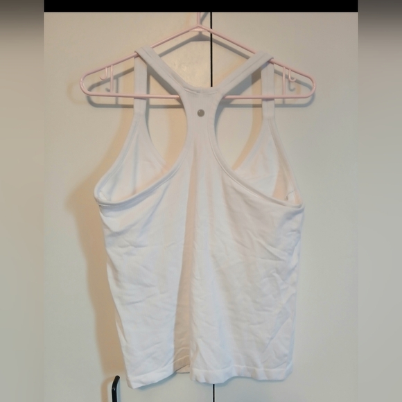 Yogalicious Racer Back White Tank Top white Workout Yoga Large snug fit - Picture 2 of 5